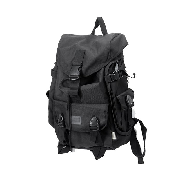 Street Style Men's Black Backpack with Buckles - Wnkrs