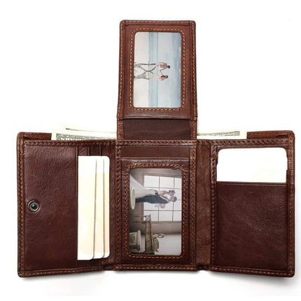 Men's Leather Vertical Trifold Wallet - Wnkrs