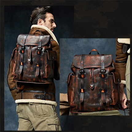 Vintage Style Men's Leather Backpack - Wnkrs