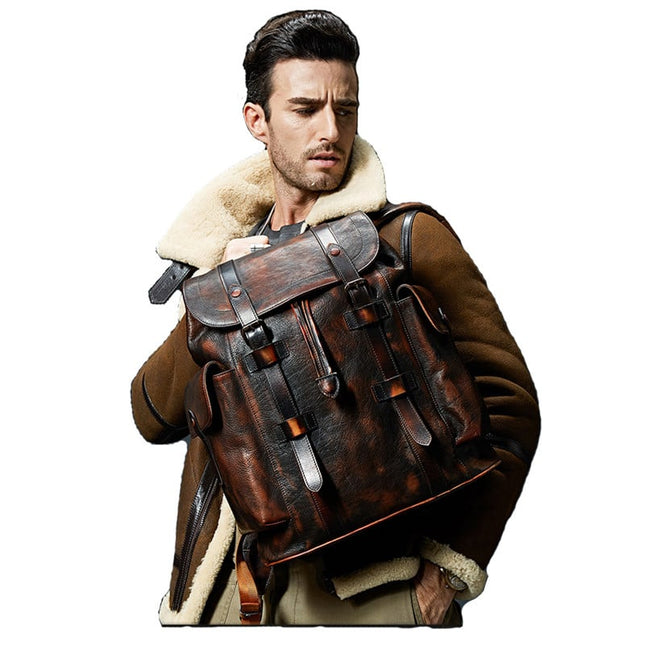 Vintage Style Men's Leather Backpack - Wnkrs