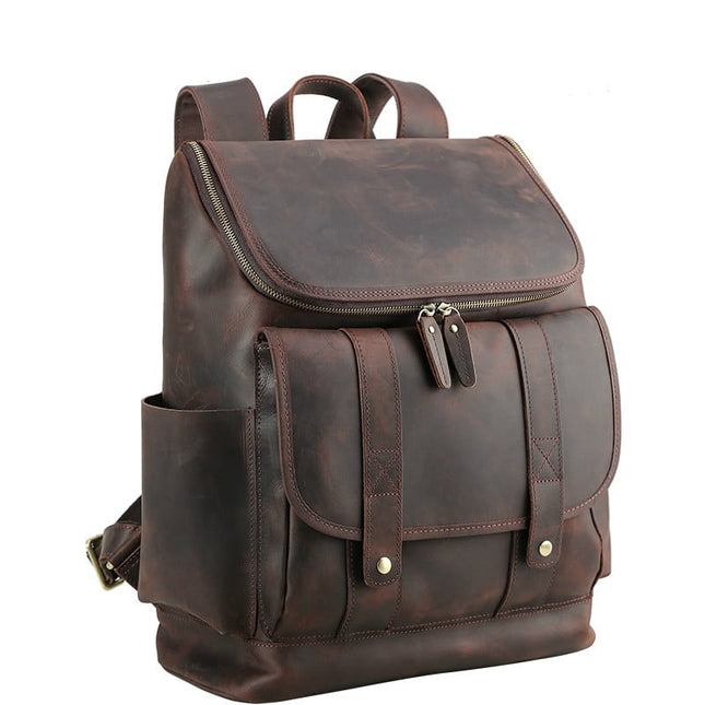 Vintage Large Capacity Men's Genuine Leather Backpack - Wnkrs