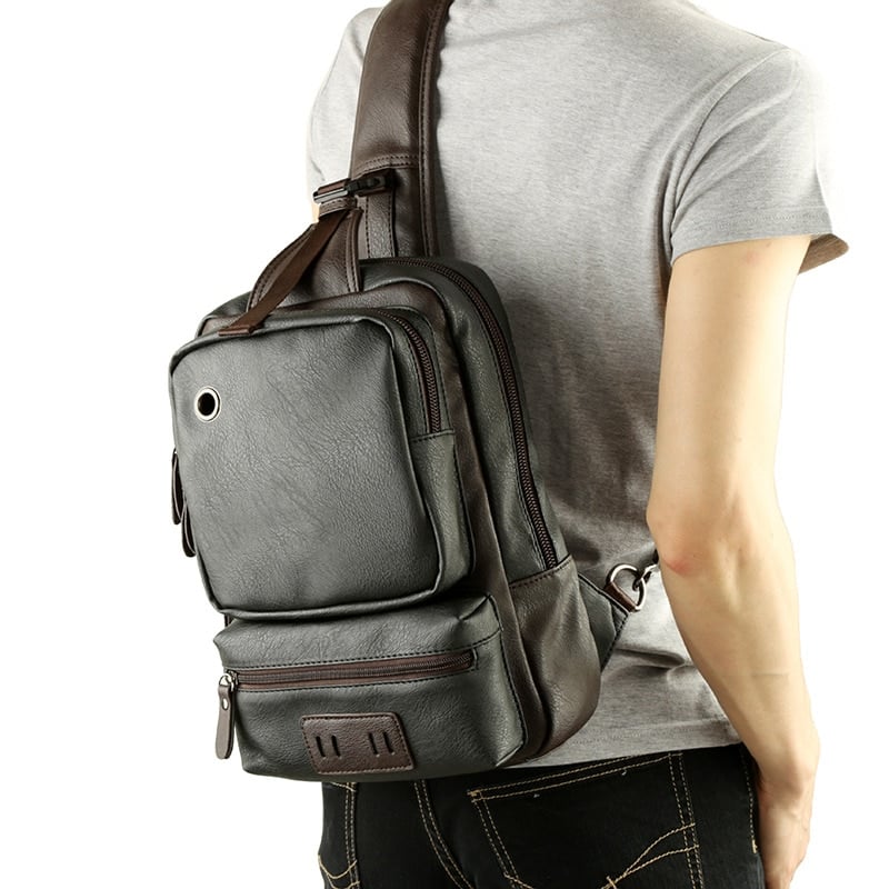 Men's Futuristic Style Leather Backpack