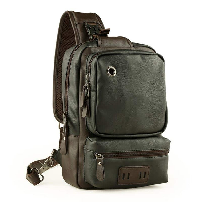 Men's Futuristic Style Leather Backpack - Wnkrs