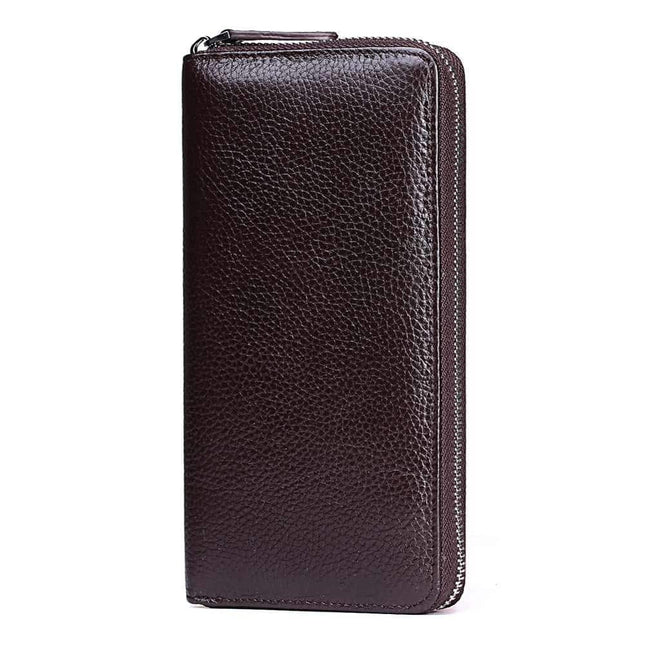 Long Leather Business Wallet with Zipper for Men - Wnkrs