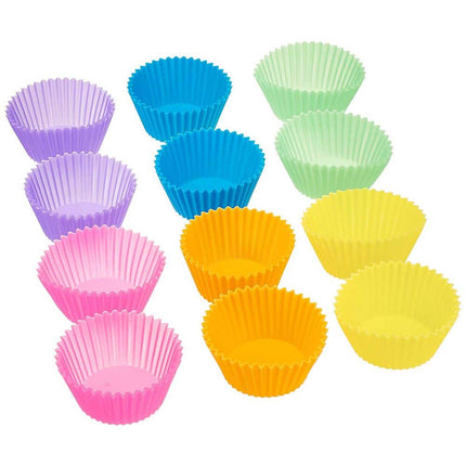 Colorful Round Shaped Silicone Cupcake Molds 12 pcs Set - wnkrs
