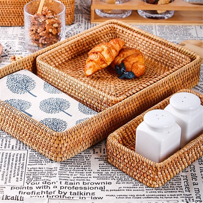 Woven Rattan Storage Tray