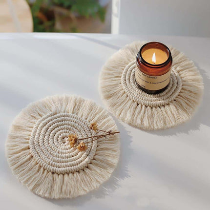 Bohemian Style Macrame Cup Pad Candle - wnkrs