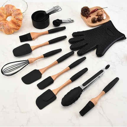 Wooden Handle Silicone Kitchenware Set - wnkrs