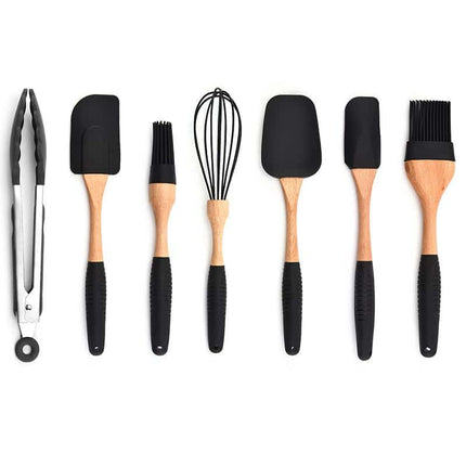 Wooden Handle Silicone Kitchenware Set - wnkrs