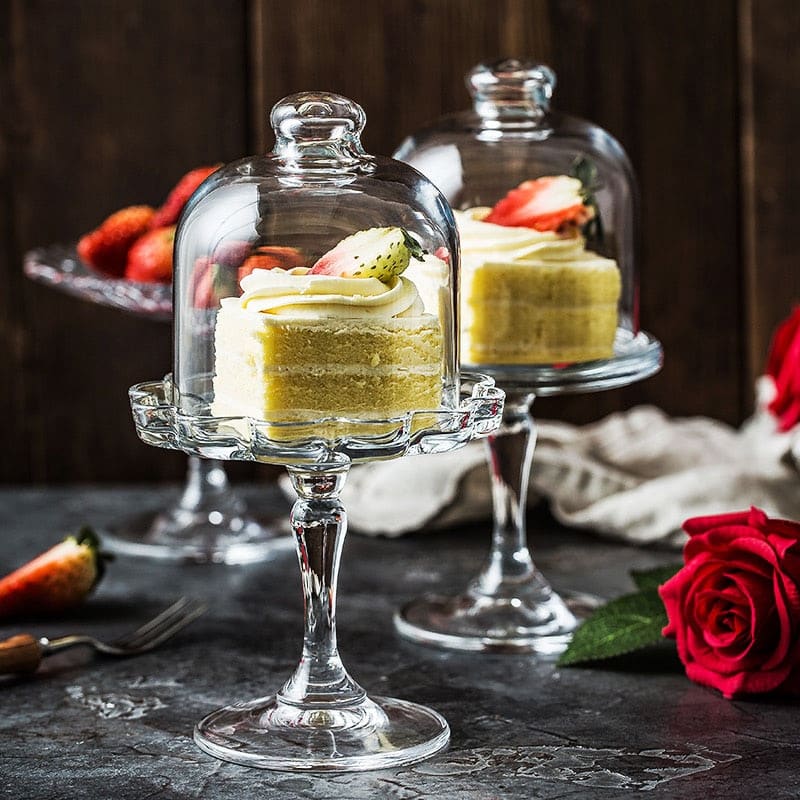 Glass Cake Tray with Lid
