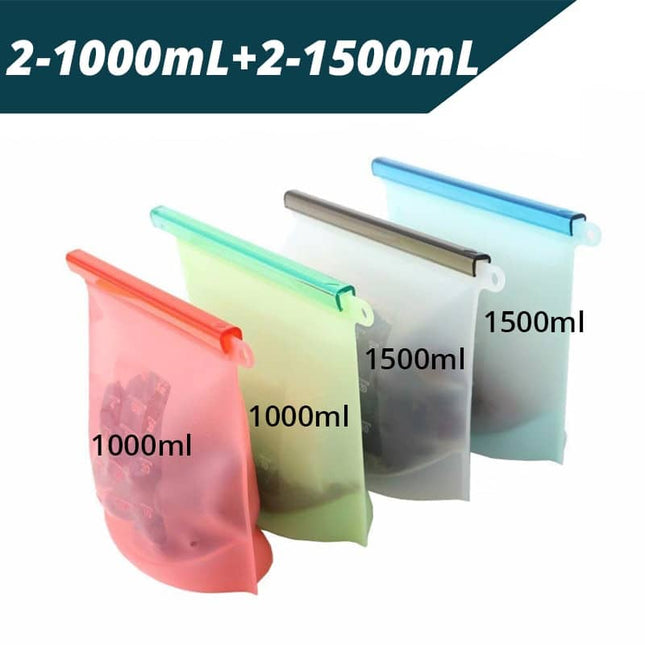 Reusable Silicone Food Storage Bags 4 Pcs Set - wnkrs