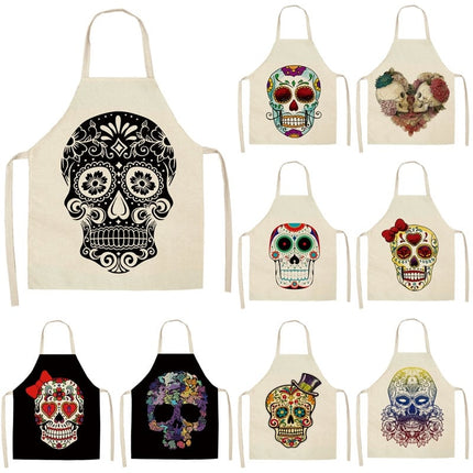 Sugar Skull Patterned Kitchen Apron - wnkrs