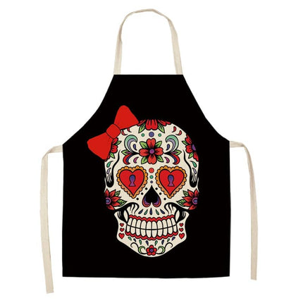 Sugar Skull Patterned Kitchen Apron - wnkrs