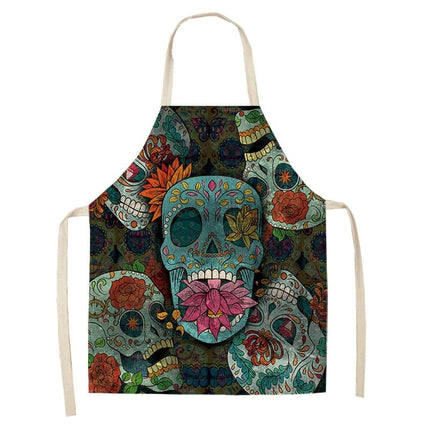 Sugar Skull Patterned Kitchen Apron - wnkrs