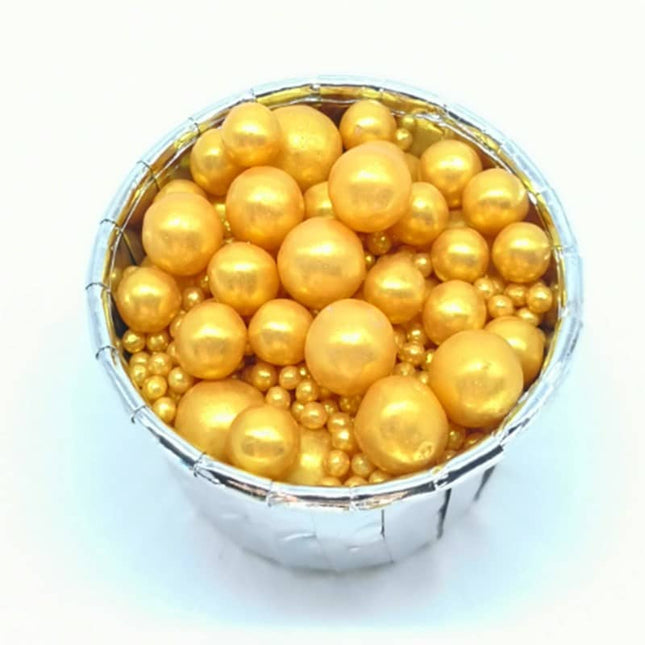 Golden Pearl Sprinkles in Different Sizes - Wnkrs