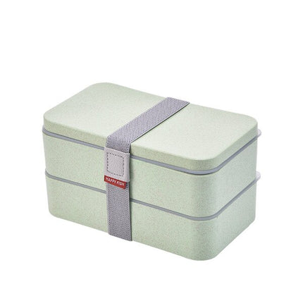 Wheat Straw Double Layers Lunch Box with Spoon - Wnkrs