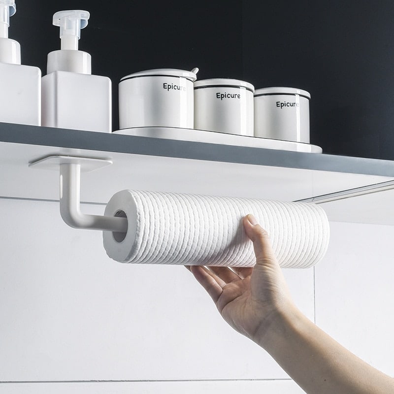 Set of 2 White Wall Paper Towel Holders