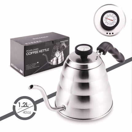 Silver Coffee Kettle with Thermometer - Wnkrs