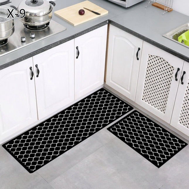 Monochrome Geometric Pattern Kitchen Mat - Wnkrs