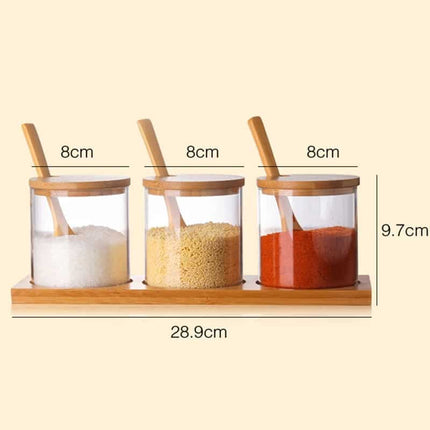 Spice Jars with Wooden Spoon and Stand - wnkrs