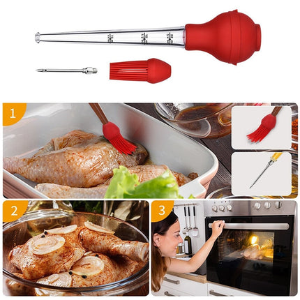 Red Silicone BBQ Dropper with Cleaning Brush - wnkrs