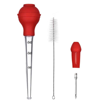 Red Silicone BBQ Dropper with Cleaning Brush - wnkrs