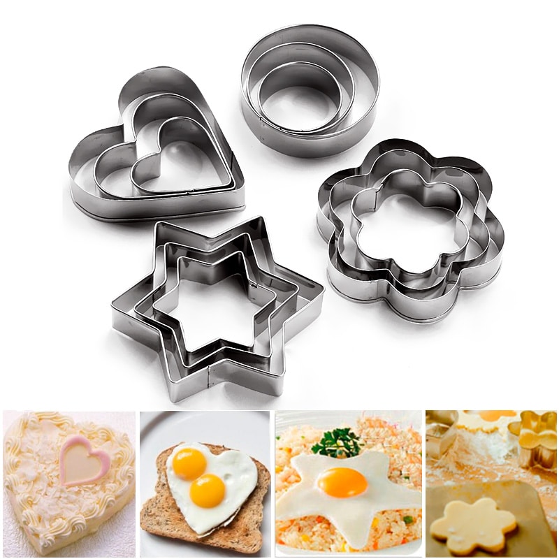 Assorted Stainless Steel Cookie Cutters, 12-Piece Set
