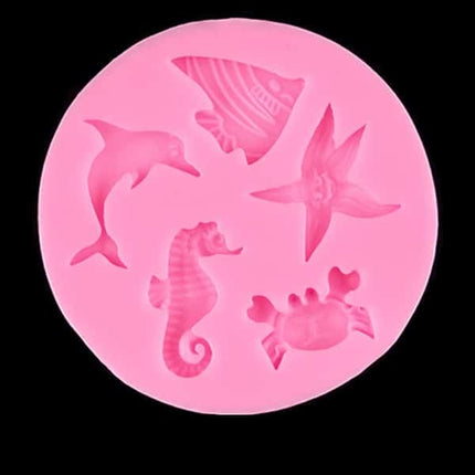 Sea Dolphin / Hippocampus Starfish Pink Silicone Mold - wnkrs