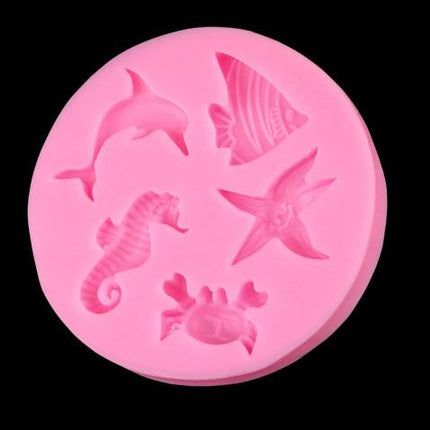 Sea Dolphin / Hippocampus Starfish Pink Silicone Mold - wnkrs