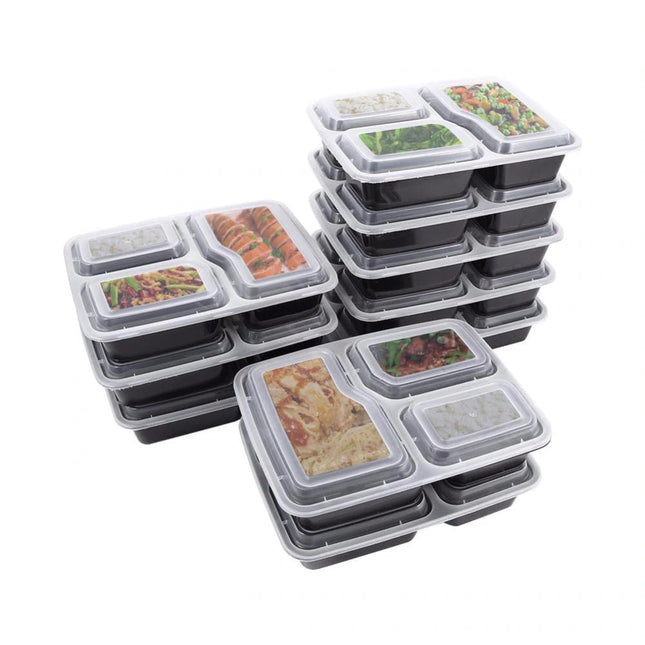 3-Compartment Disposable Food Containers 20 pcs Set - wnkrs