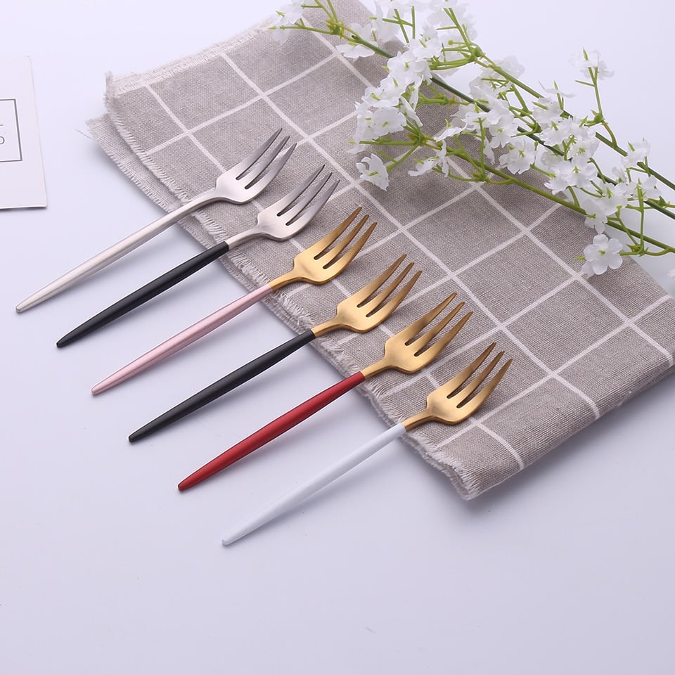 304 Stainless Steel Fork with Colorful Short Handle