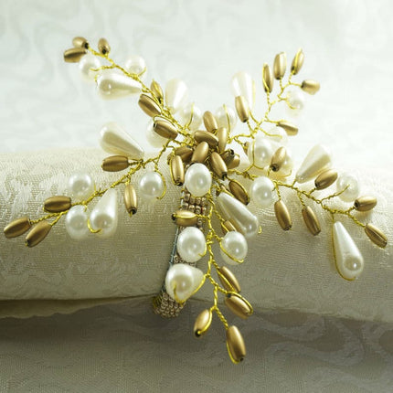 Set of 12 Pearl Flower Napkin Rings - wnkrs