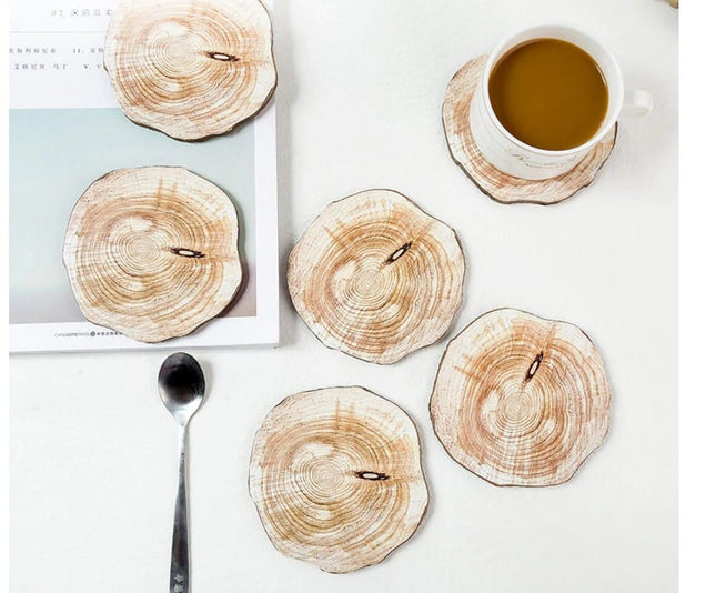 Natural Wood Cup Coaster 6 Pcs Set - wnkrs