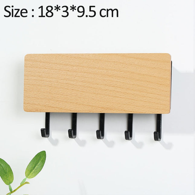 Wall Mounted Wood Colored Rack with Hooks - wnkrs