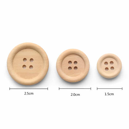 Set of 50 Round Wooden Buttons - wnkrs