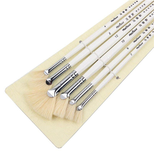 Cream Color Oil Paint Brush 6 Pcs Set - wnkrs