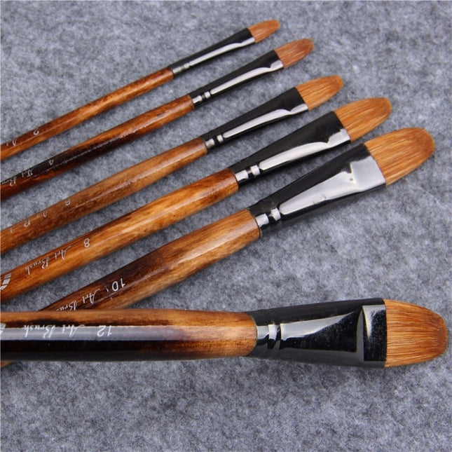 Wooden Handle Oil Paint Brush 6 Pcs Set - wnkrs