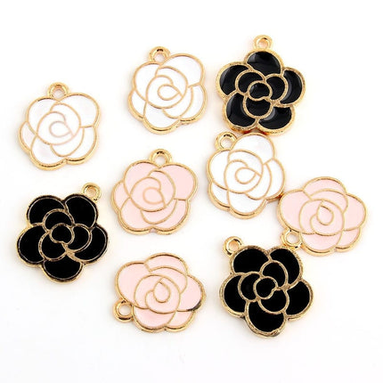 Enamel Rose Charm Pendants Set - Wnkrs