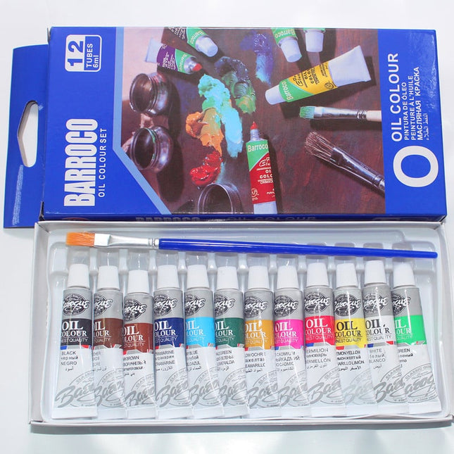 12 Bright Colors Oil Paints Set with Painting Brush - wnkrs