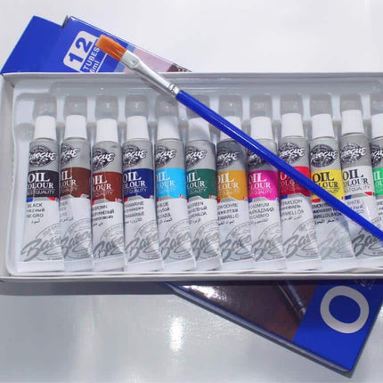 12 Bright Colors Oil Paints Set with Painting Brush - wnkrs