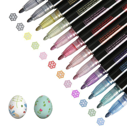 12 Colors Metallic Outline Markers Set - wnkrs