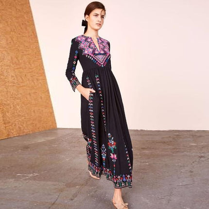 Women's Embroidered Maxi Dress - Wnkrs