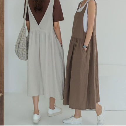 Women's Cotton Sleeveless Dress with Pockets - Wnkrs