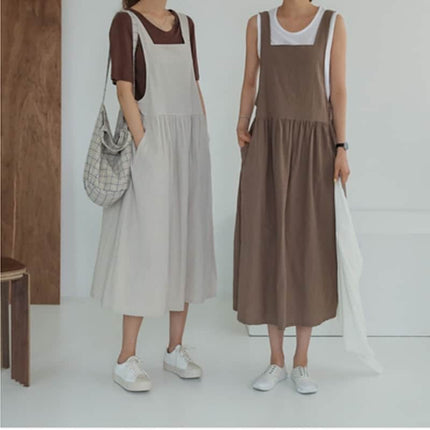 Women's Cotton Sleeveless Dress with Pockets - Wnkrs