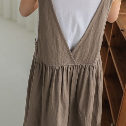 Women's Cotton Sleeveless Dress with Pockets - Wnkrs