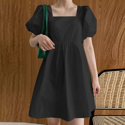 Women's Summer Casual Short Dress with Puff Sleeves - Wnkrs