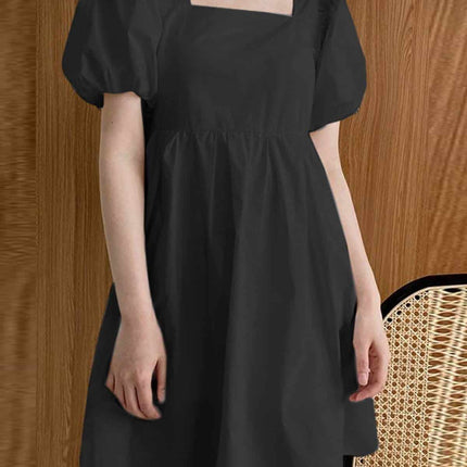 Women's Summer Casual Short Dress with Puff Sleeves - Wnkrs