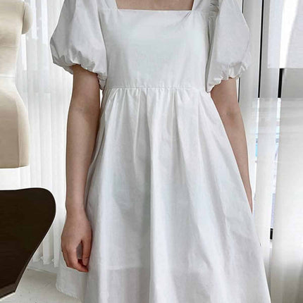 Women's Summer Casual Short Dress with Puff Sleeves - Wnkrs