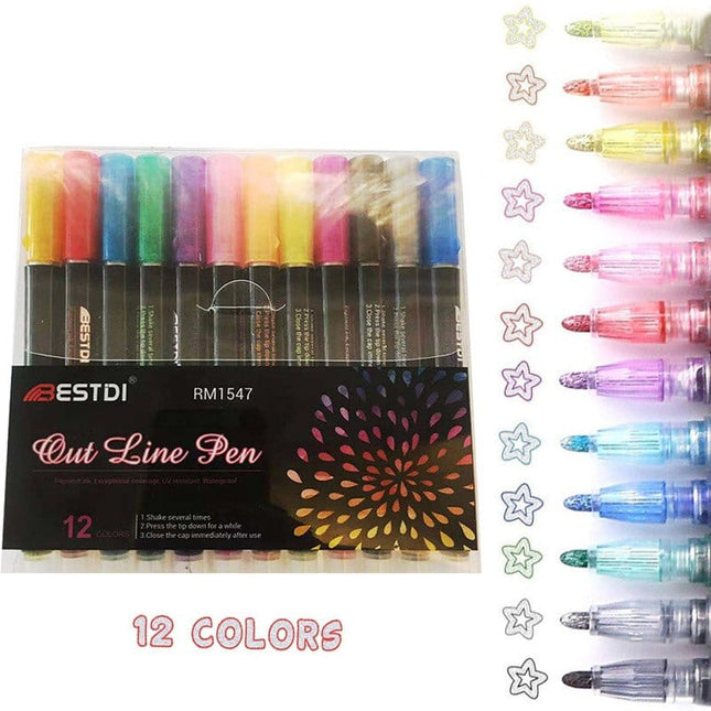 Fluorescent Metallic Drawing Markers Set - Wnkrs