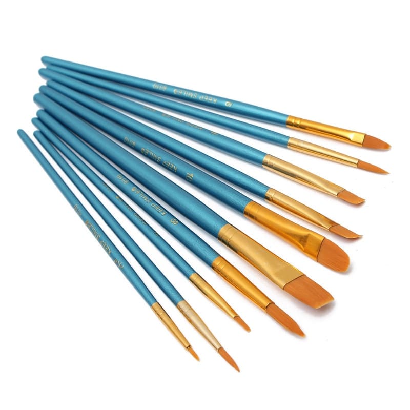 Blue and Gold Designed Paint Brushes 4/10 Pcs Set
